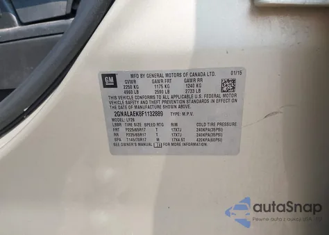 2015 Chevrolet Equinox Ls from USA, damaged, VIN 2GNALAEK8F1132889